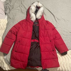 HFX long red puffer coat